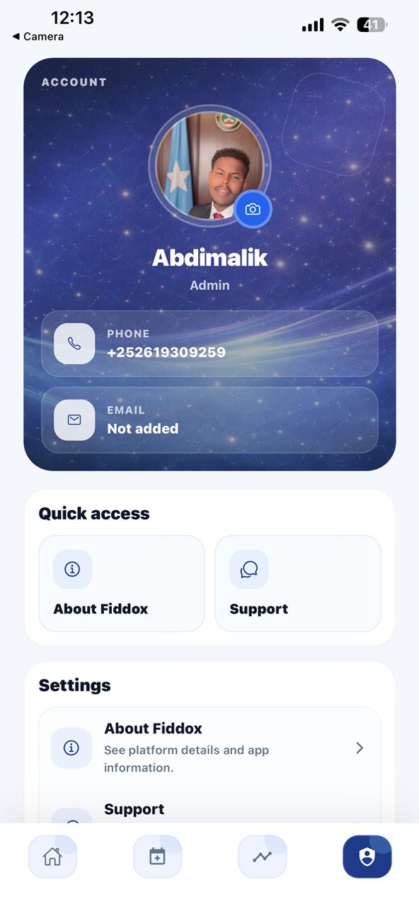 Fiddox app screen