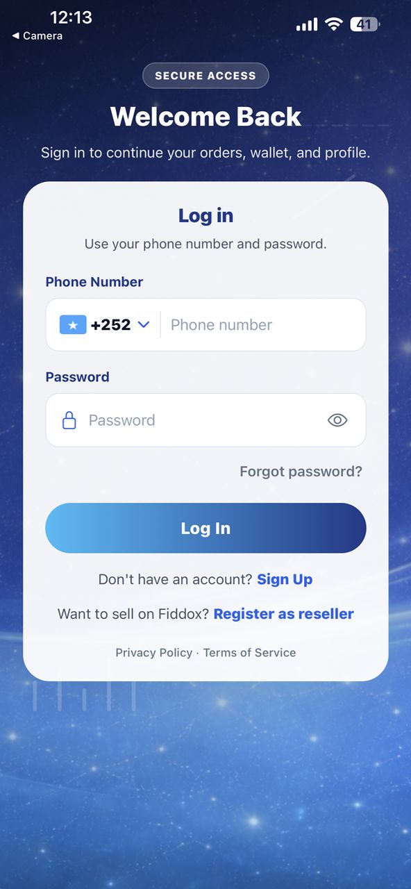 Fiddox app screen